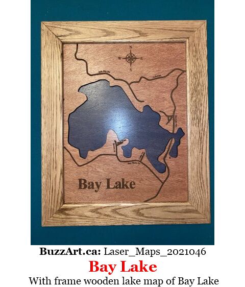 With frame wooden lake map of Bay Lake